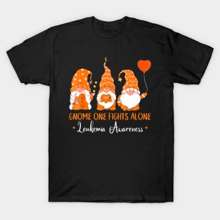 Gnome  Ribbon Orange Leukemia Awareness T-Shirt